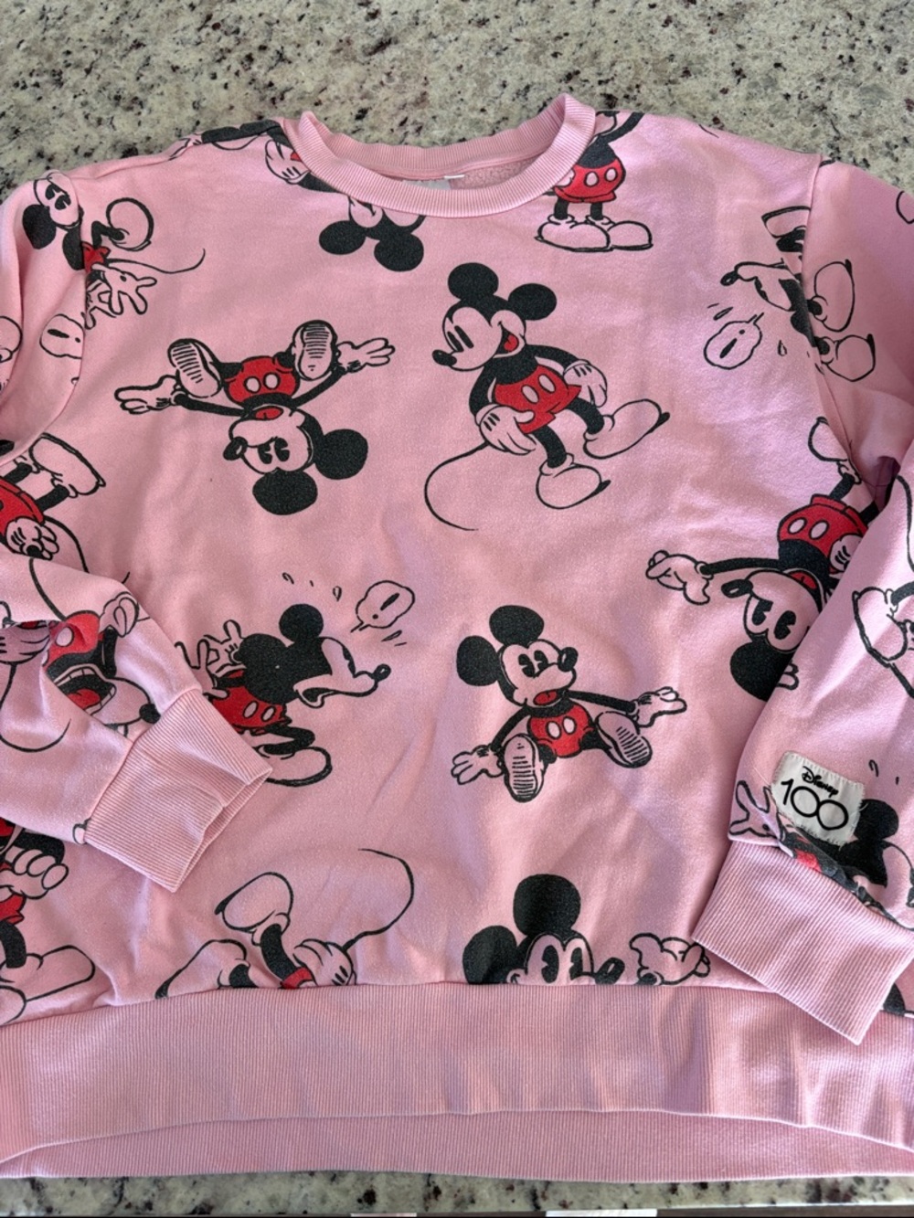 Disney Pink Mickey Mouse Allover Print Sweatshirt fits oversized med/L